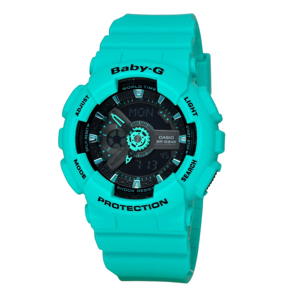 Casio Women&#39;s BA111-3A Baby G Chronograph Green Silicone Watch