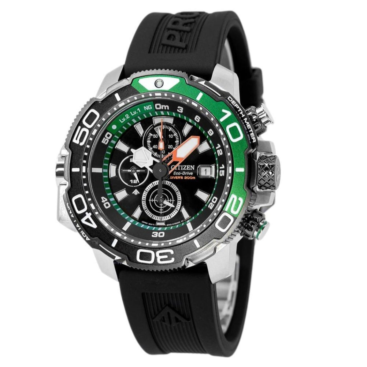 Citizen Men's BJ2168-01E Eco-drive Chronograph Black Rubber Watch - Bezali