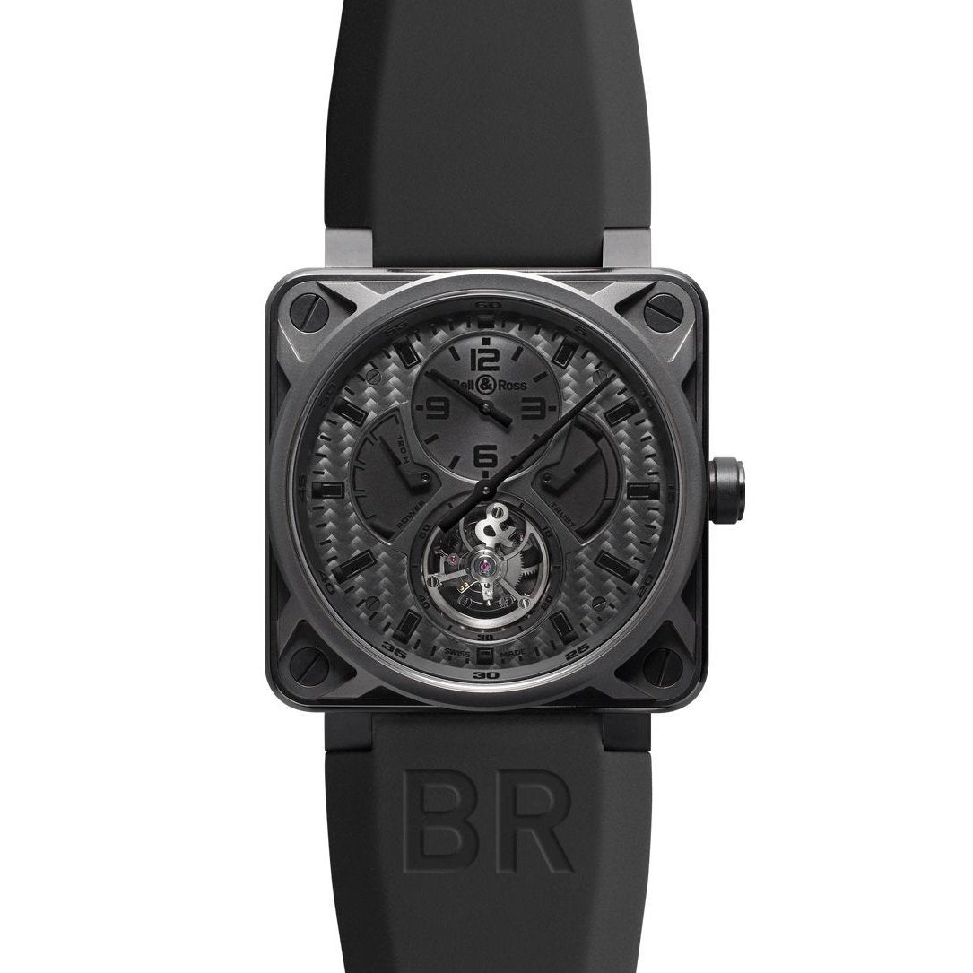 Bell &amp; Ross Men&#39;s BR01-TOURB-PHANTOM Aviation Instruments  Black Rubber Watch