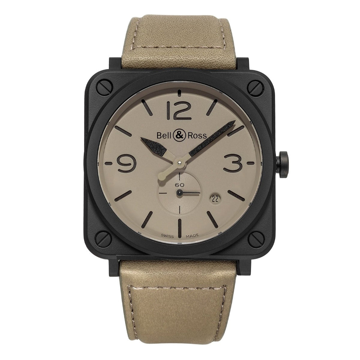 Bell &amp; Ross Men&#39;s BRS-DESERT-CEM Aviation Desert Type Beige Leather Watch