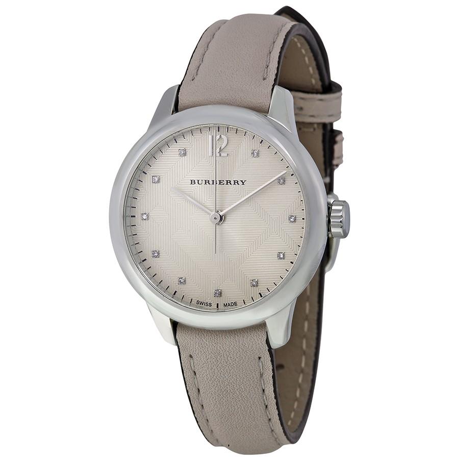 Burberry Women&#39;s BU10105 The Classic Diamond Taupe Leather Watch