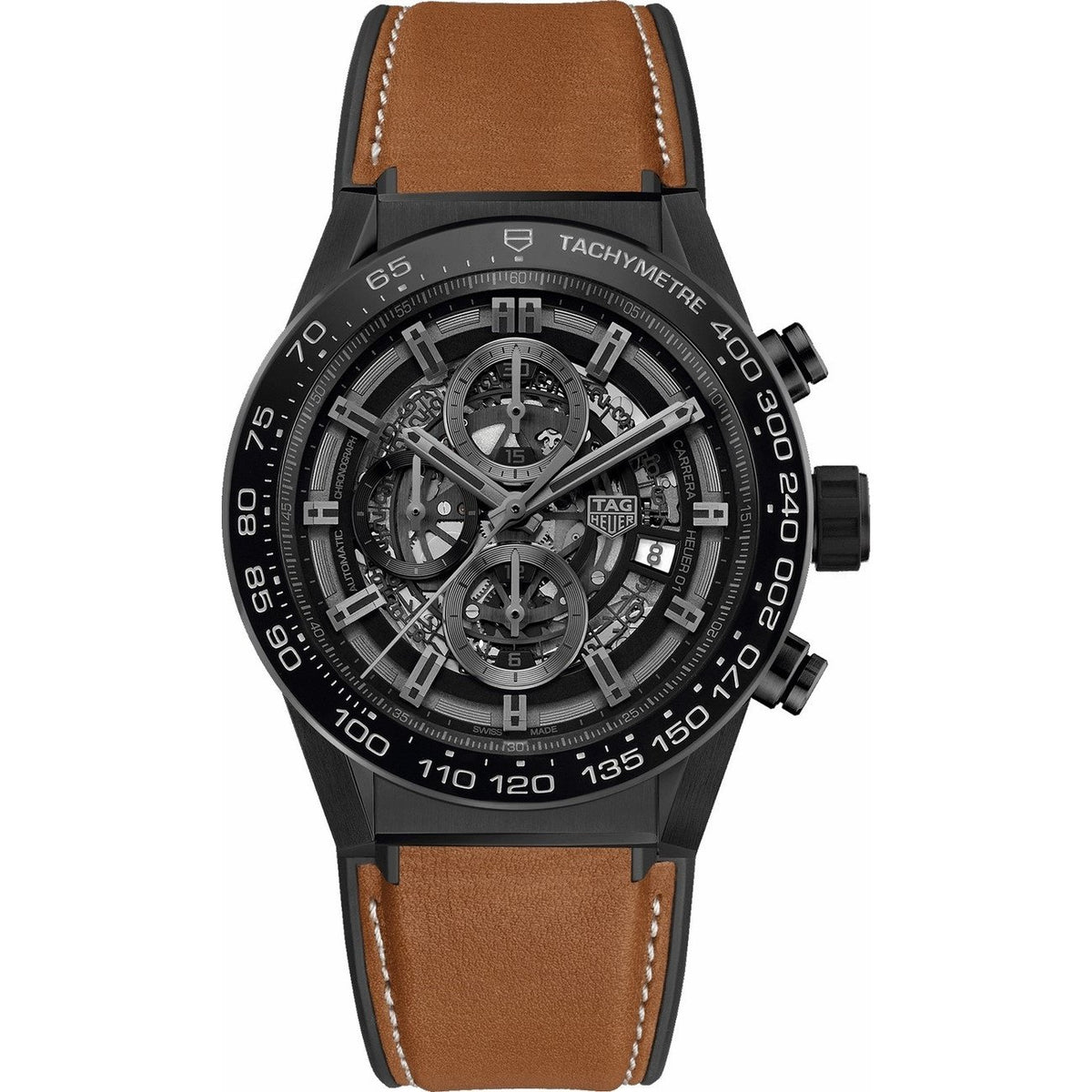 Tag Heuer Men&#39;s CAR2A91.FT6121 Carrera Chronograph Automatic Brown Leather Watch