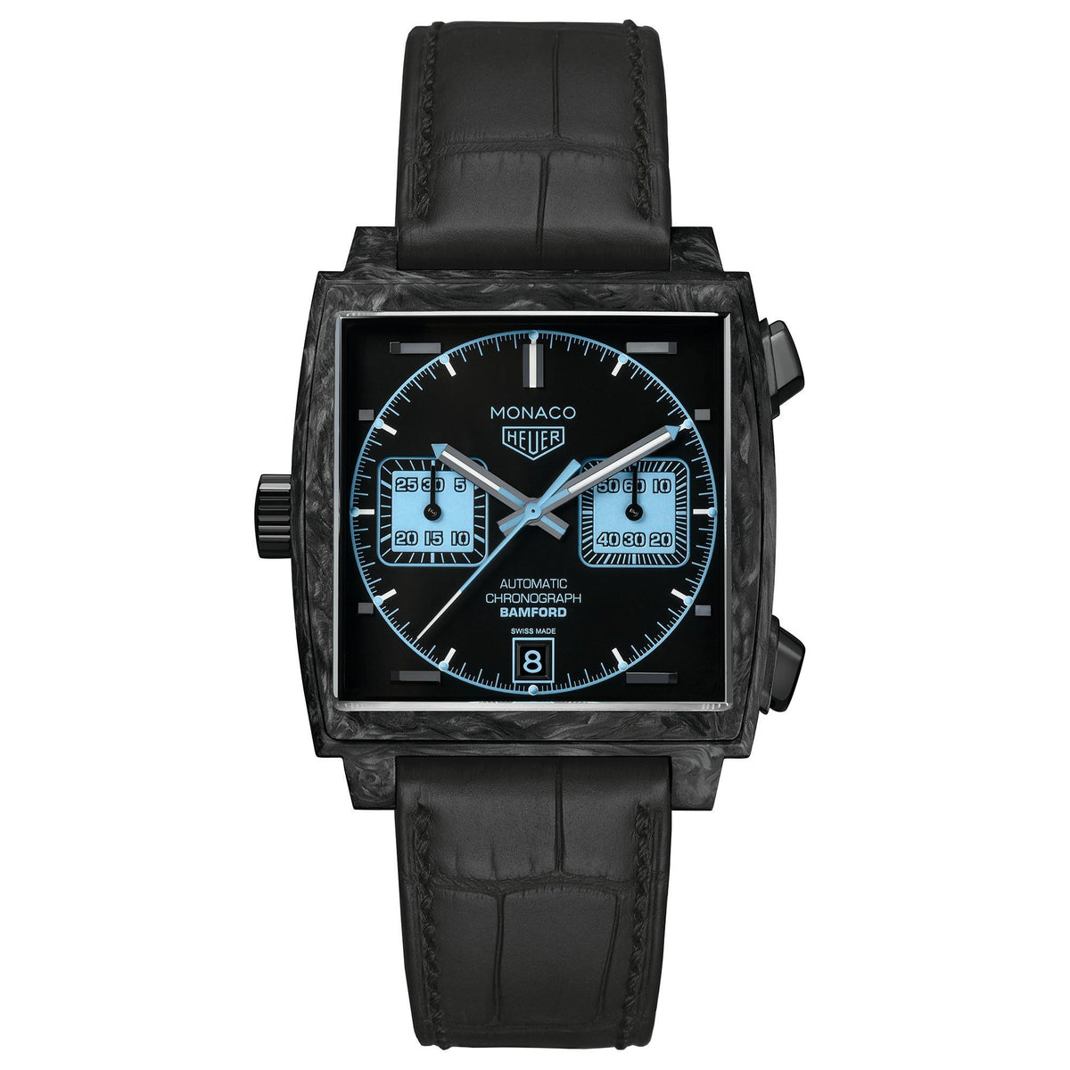 Tag Heuer Men&#39;s CAW2190.FC6437 Monaco Bamford Chronograph Black Leather Watch