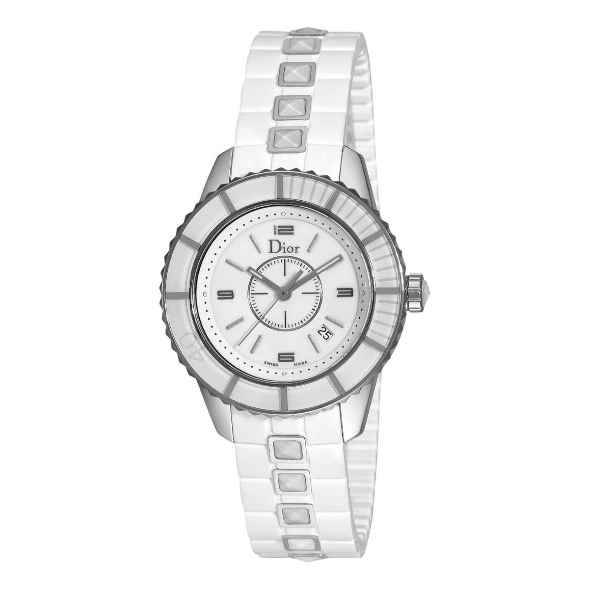 Christian Dior Women&#39;s CD113111R001 Christal White Rubber Watch