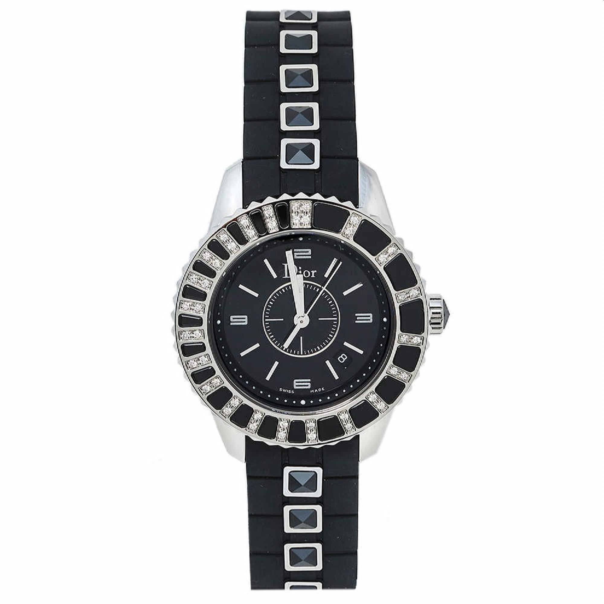 Christian Dior Women s CD113115R001 Christal Black Rubber Watch