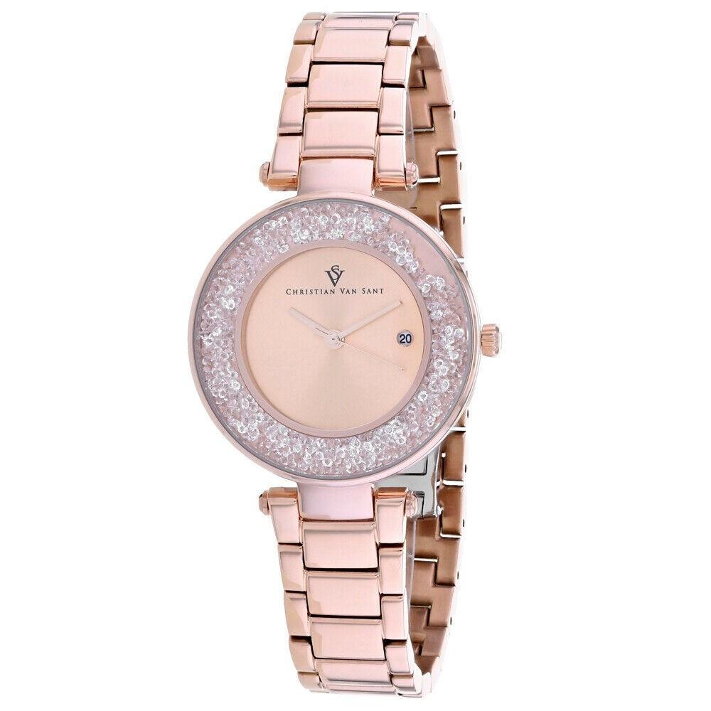 Christian Van Sant Women&#39;s CV1214 Dazzle  Rose Gold-Tone Stainless Steel Watch