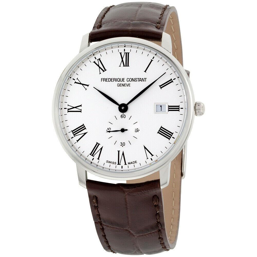 Frederique Constant Men&#39;s FC-245WR5S6-DBR Slimline Brown Leather Watch