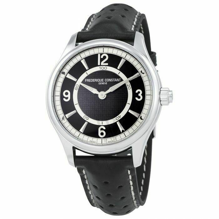 Frederique Constant Men&#39;s FC-282AB5B6 Horological Smartwatch Black Leather Watch