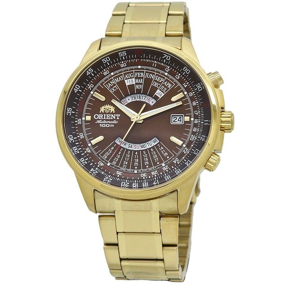 Orient Men&#39;s FEU07003TX Perpetual Calendar Gold-Tone Stainless Steel Watch