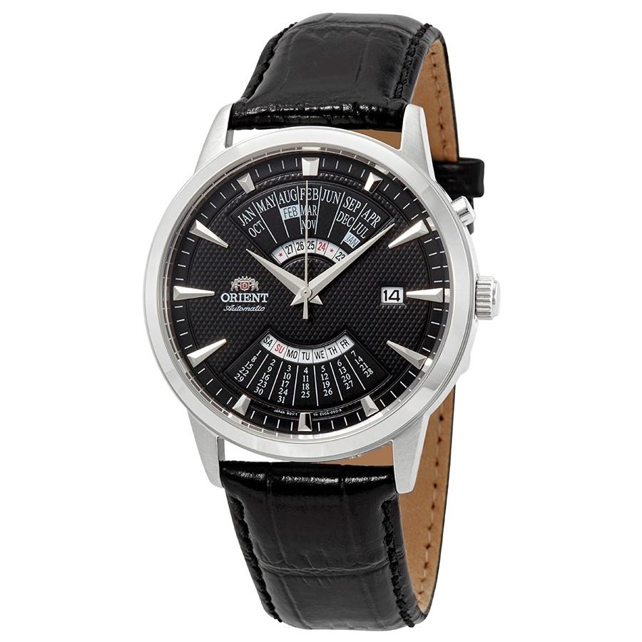 Orient Men&#39;s FEU0A004BH Perpetual Calendar Automatic Black Leather Watch