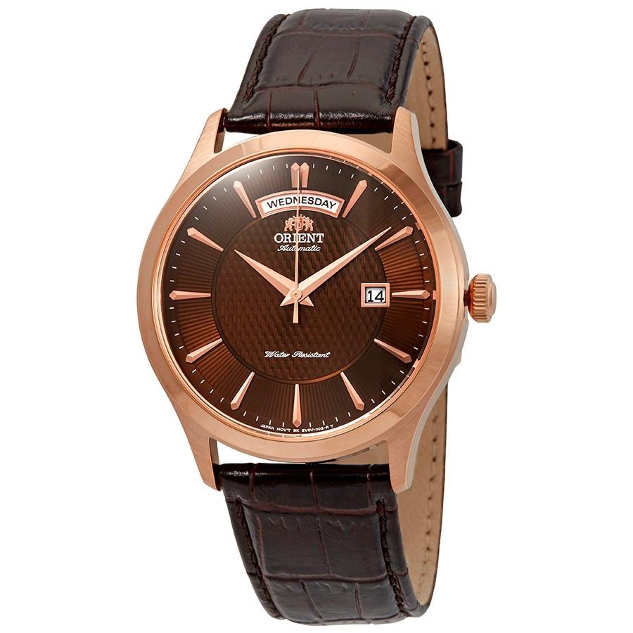 Orient Men&#39;s FEV0V002TH Classic Automatic Brown Leather Watch