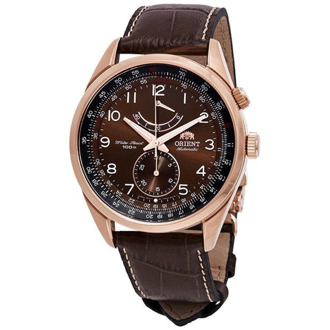 Orient Men's FFM03003T0 Power Reserve Automatic Brown Leather Watch