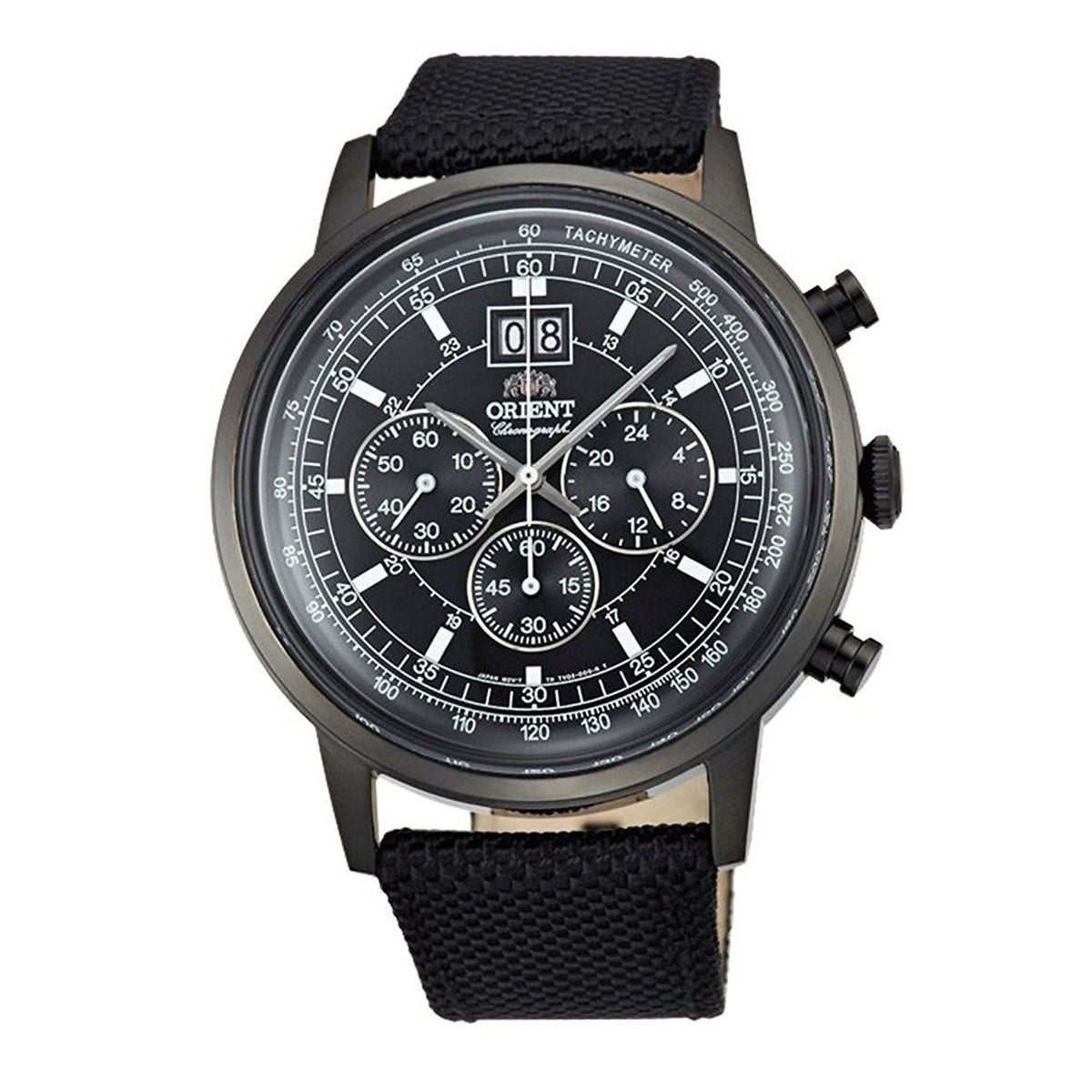 Orient Men&#39;s FTV02001B0 Big Date Chronograph Automatic Black Canvas Watch