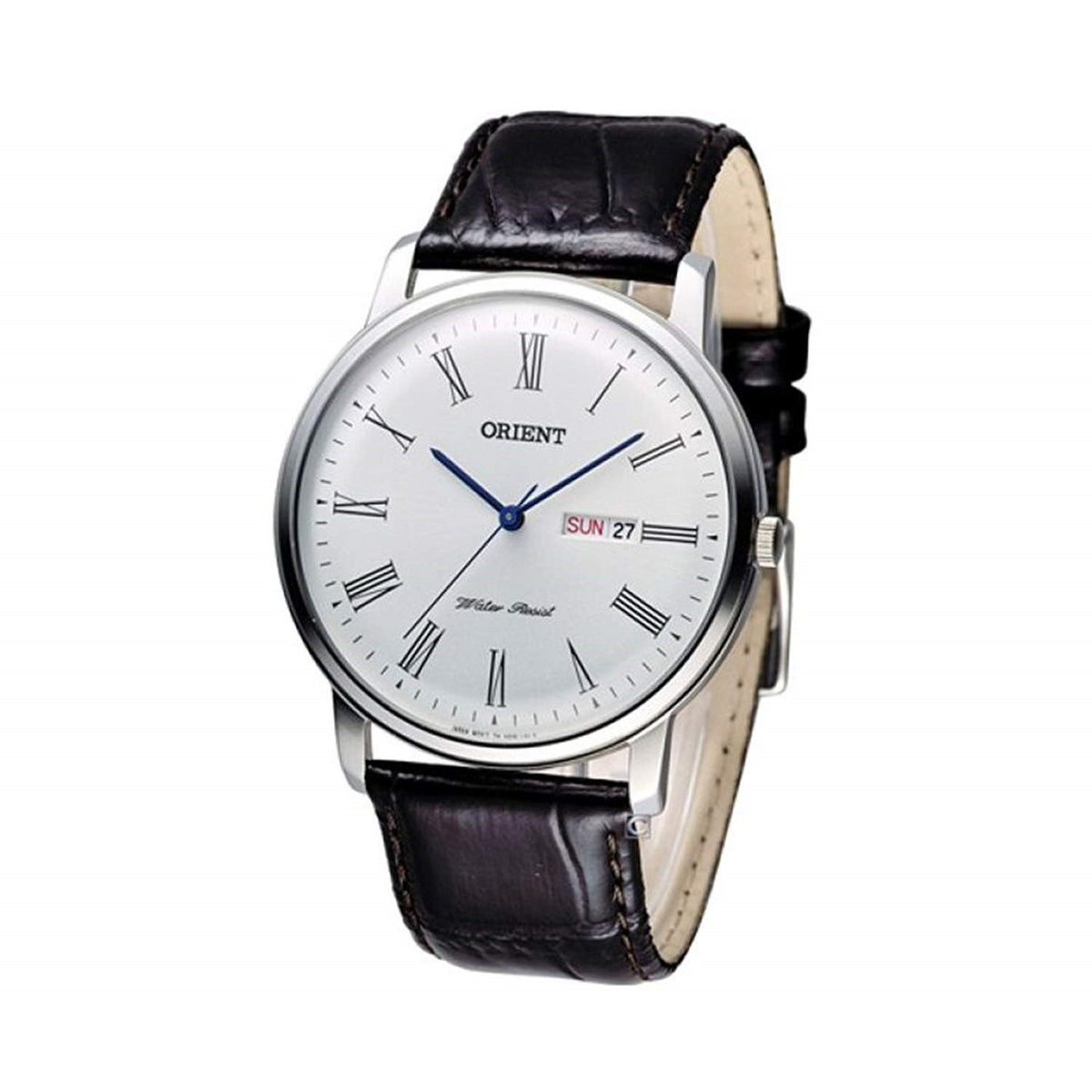 Orient Men&#39;s FUG1R009W6 Capital White Black Leather Watch