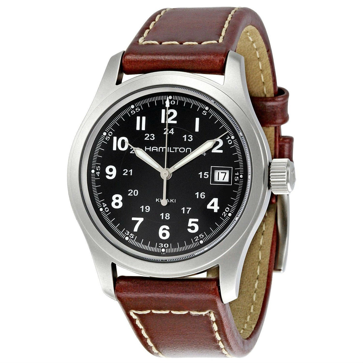 Hamilton Men&#39;s H68411533 Khaki Field Brown Leather Watch