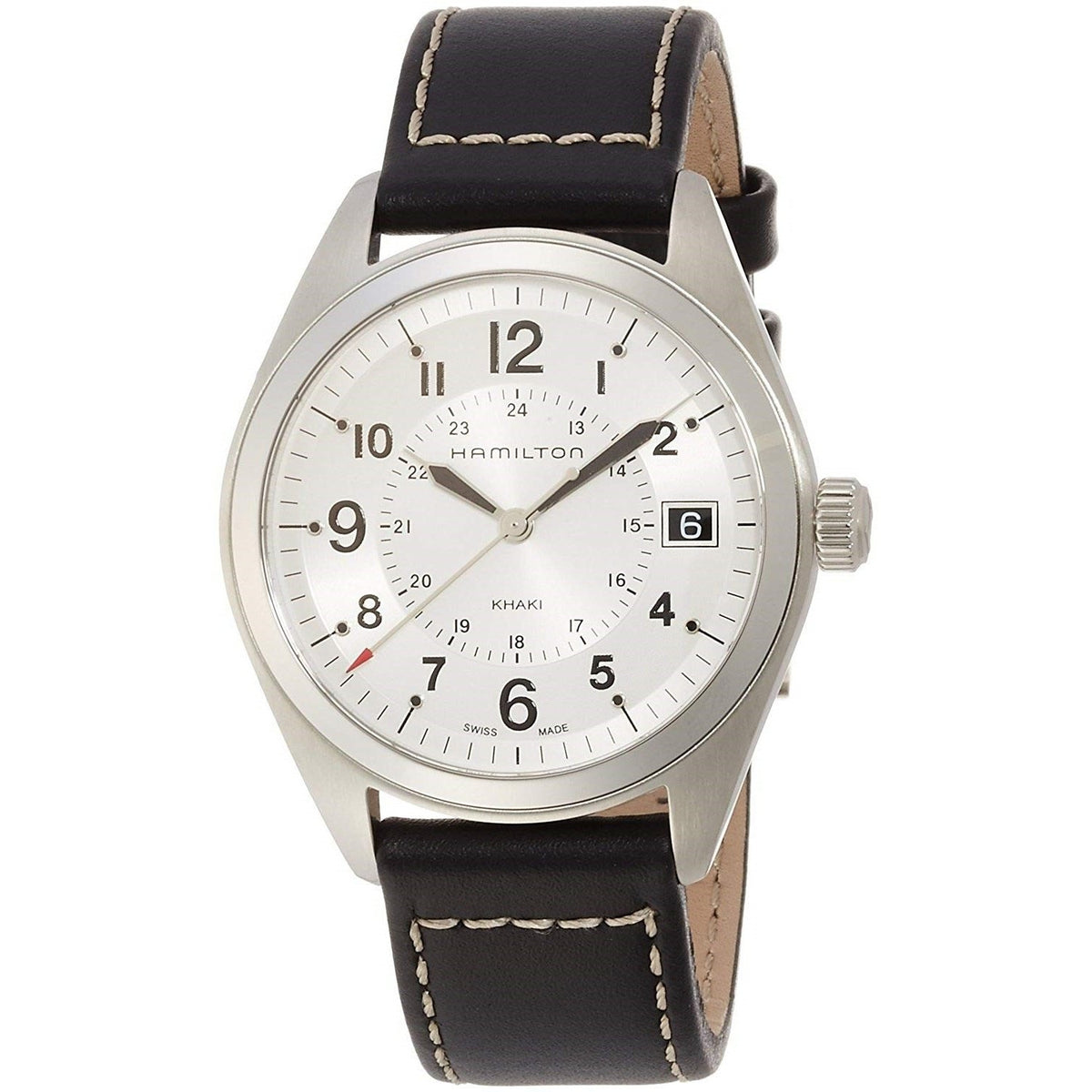 Hamilton Men&#39;s H68551753 Khaki Field Black Leather Watch