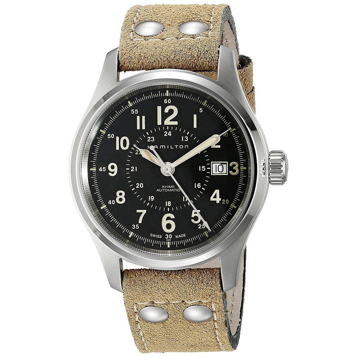 Hamilton Men&#39;s H70595593 Khaki Field Automatic Beige Leather Watch