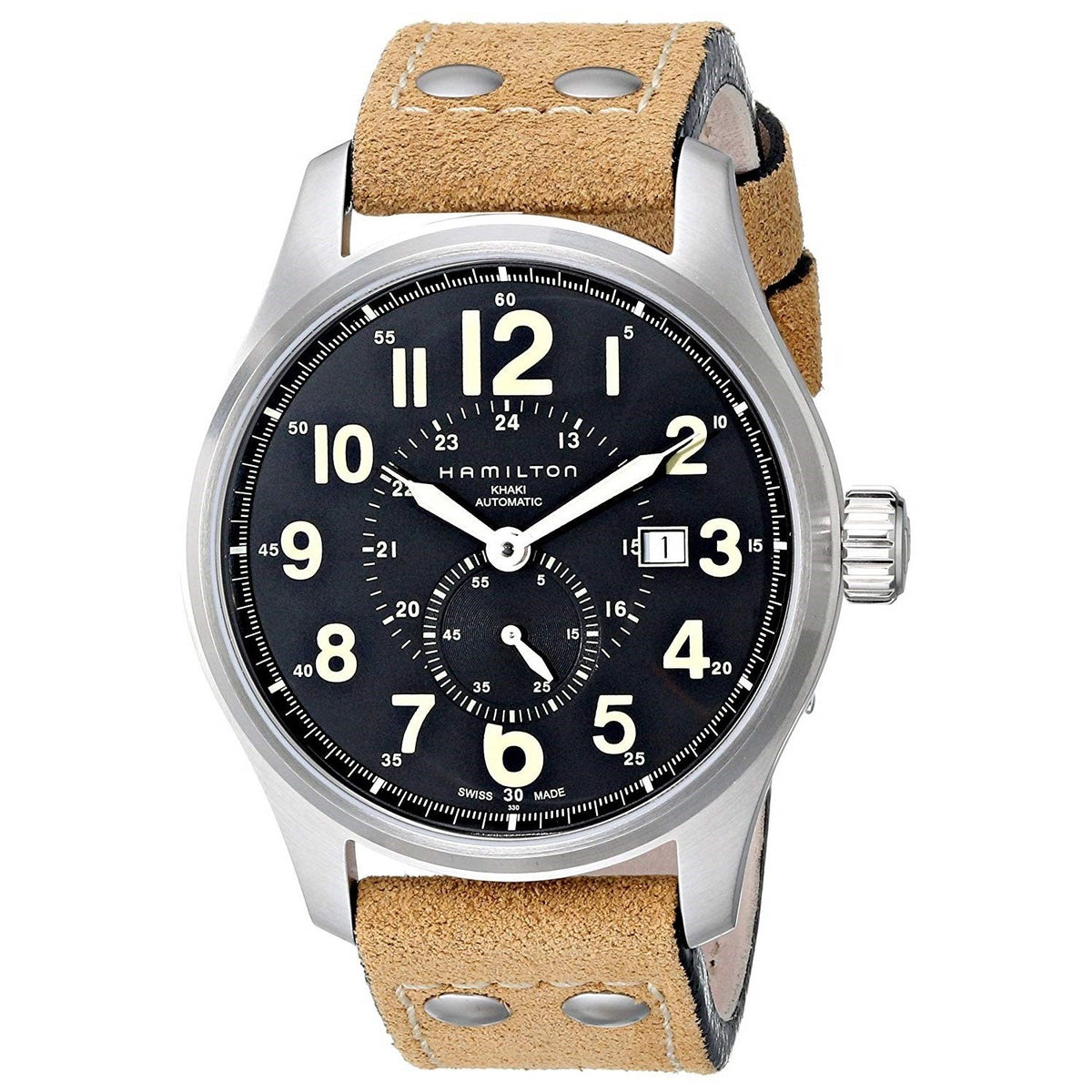 Hamilton Men&#39;s H70655733 Khaki Field Officer GMT Automatic Beige Leather Watch