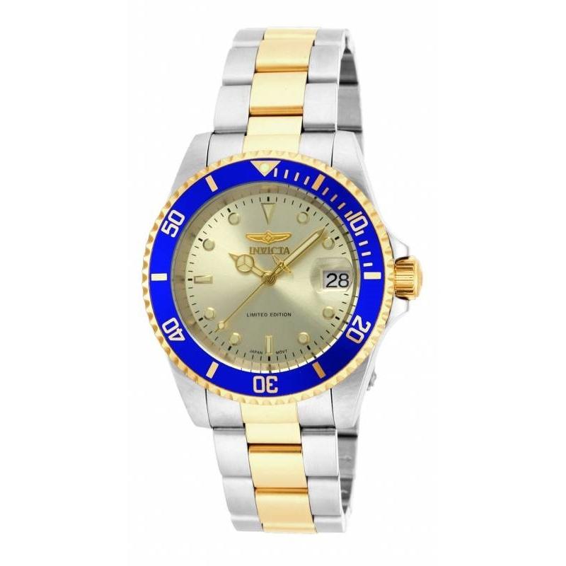 Invicta Men&#39;s ILE8928OBA Pro Diver Automatic Gold-Tone and Silver Stainless Steel Watch