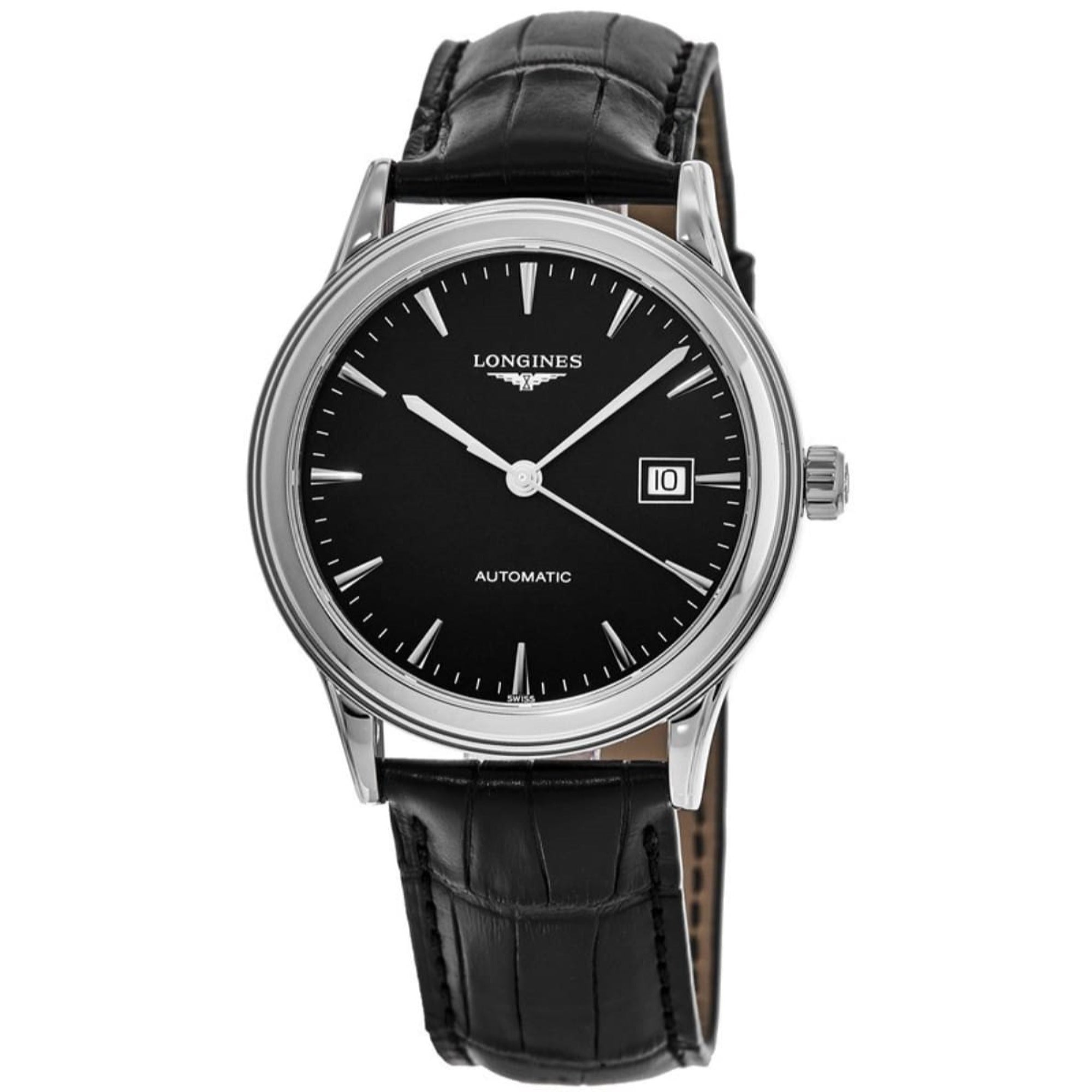 Longines Unisex L4.984.4.52.2 Flagship Black Leather Watch Bezali