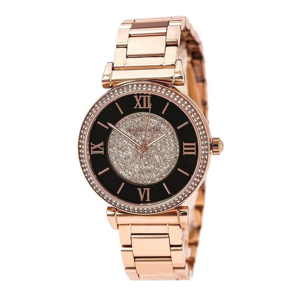 Michael Kors Women&#39;s MK3339 Caitlin Crystal Rose-Tone Stainless Steel Watch