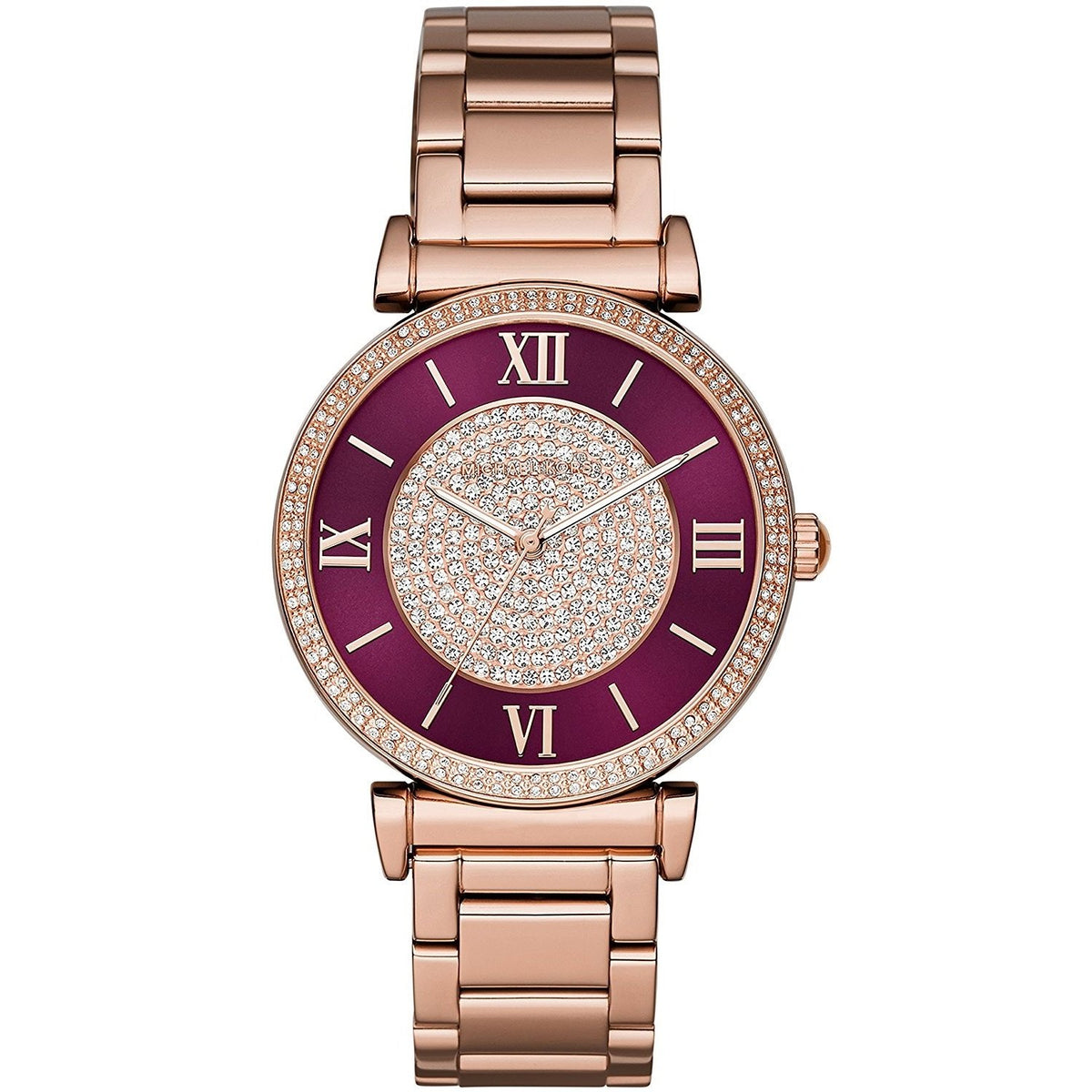 Michael Kors Women&#39;s MK3412 Catlin Crystal Rose-Tone Stainless Steel Watch