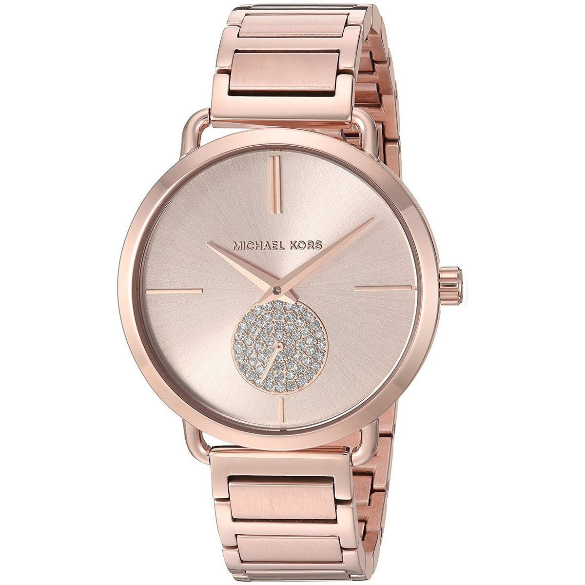 Michael Kors Women&#39;s MK3640 Portia Crystal Rose-Tone Stainless Steel Watch