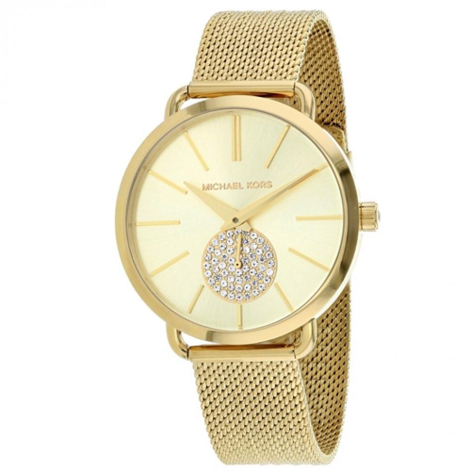 Michael Kors Women&#39;s MK3844 Portia Crystal Gold-Tone Stainless Steel Watch