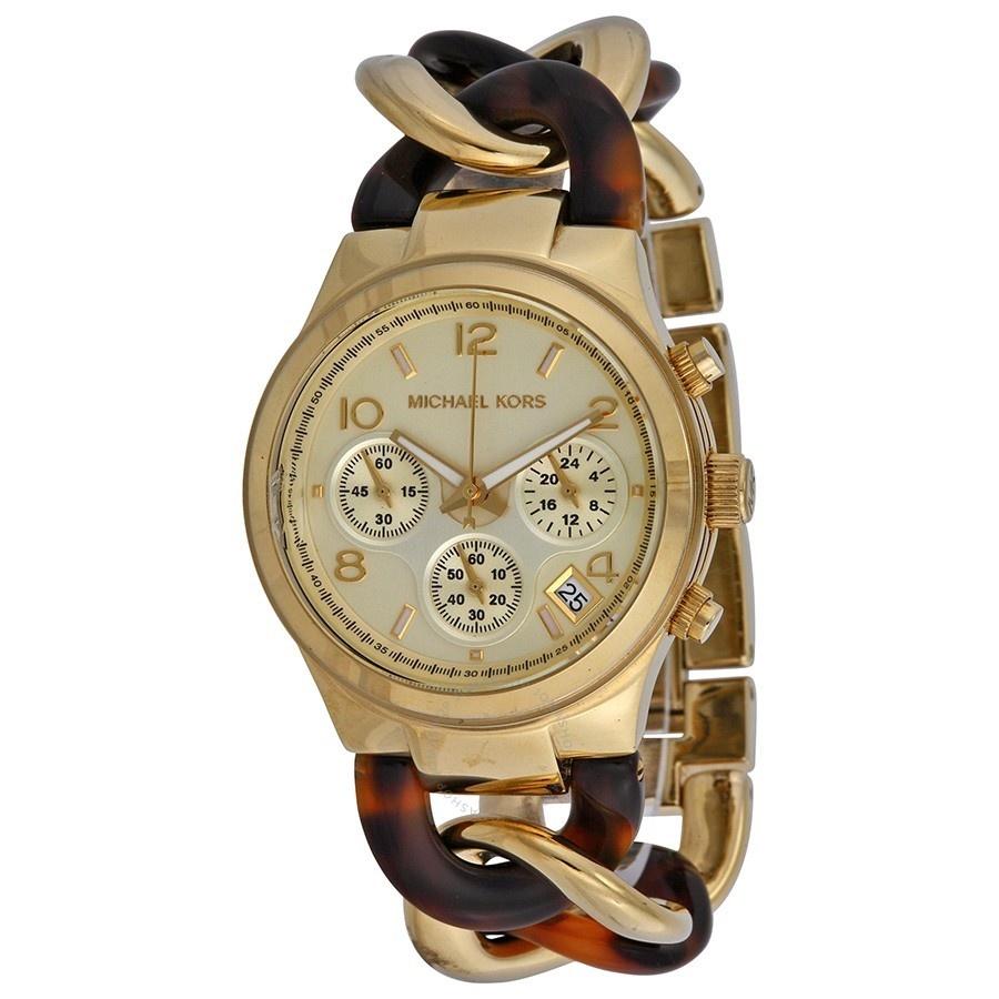 Michael Kors Women&#39;s MK4222 Runway Chronograph Two-Tone Stainless steel and Acetate Watch