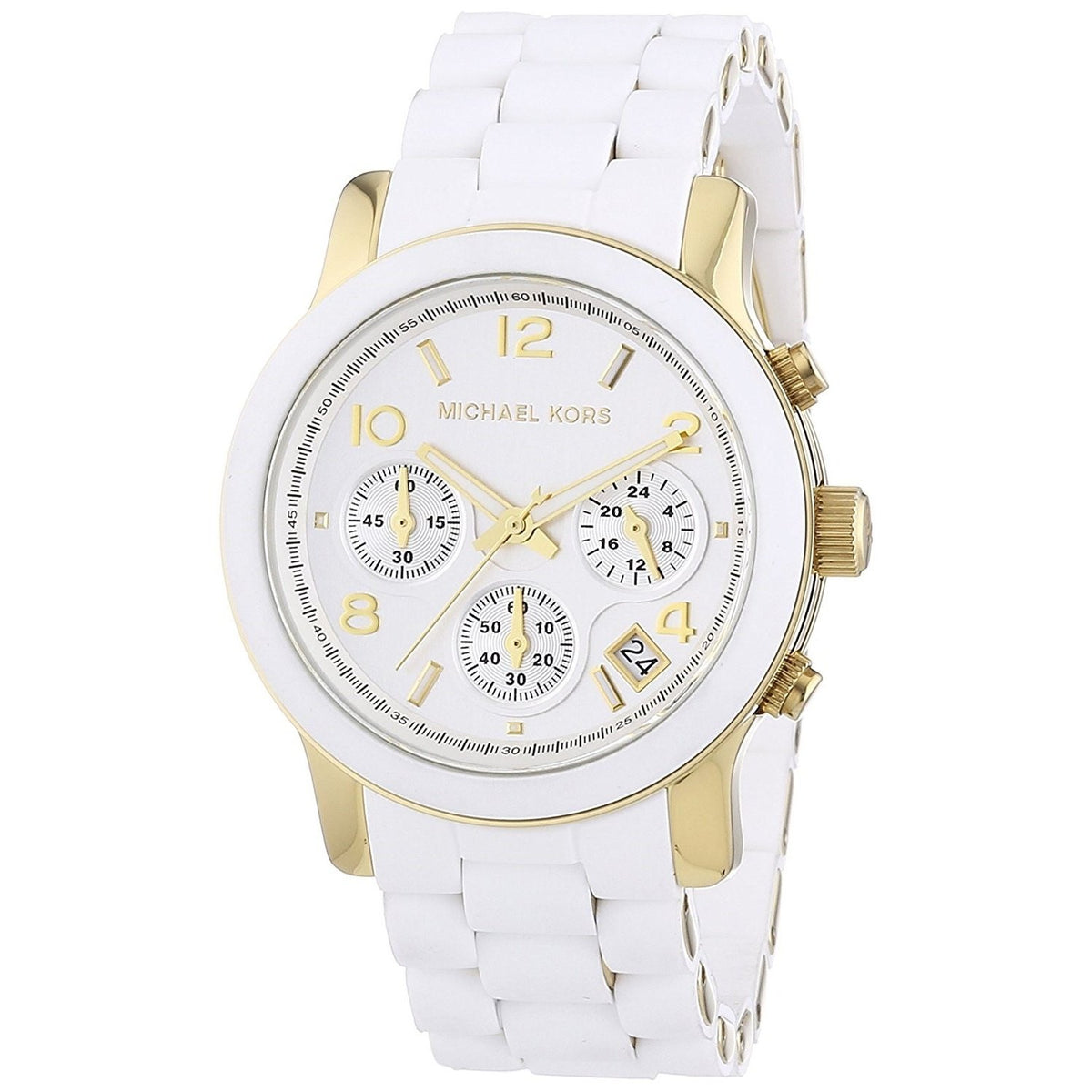 Michael Kors Women&#39;s MK5145 Runway Chronograph White Silicone Watch