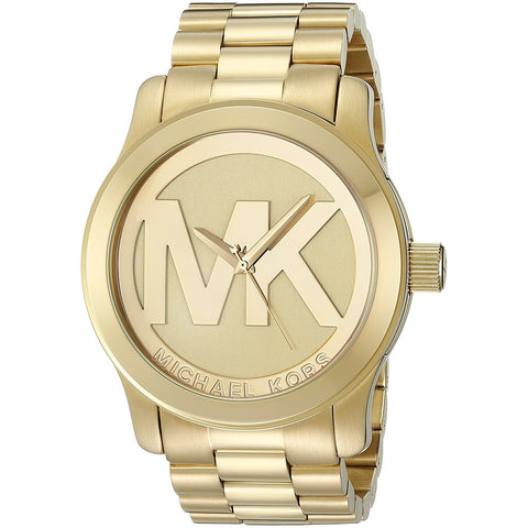 Michael Kors Women's MK5473 Runway MK Logo Gold-Tone Stainless Steel Watch