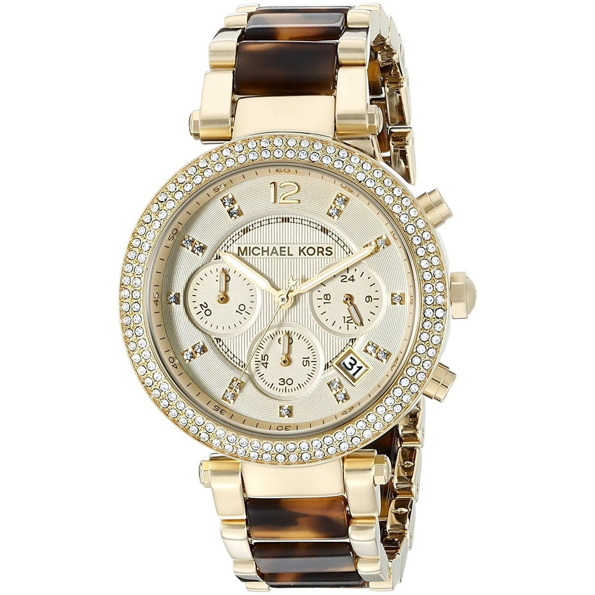 Michael Kors Women&#39;s MK5688 Parker Chronograph Crystal Two-Tone Stainless steel and Acetate Watch