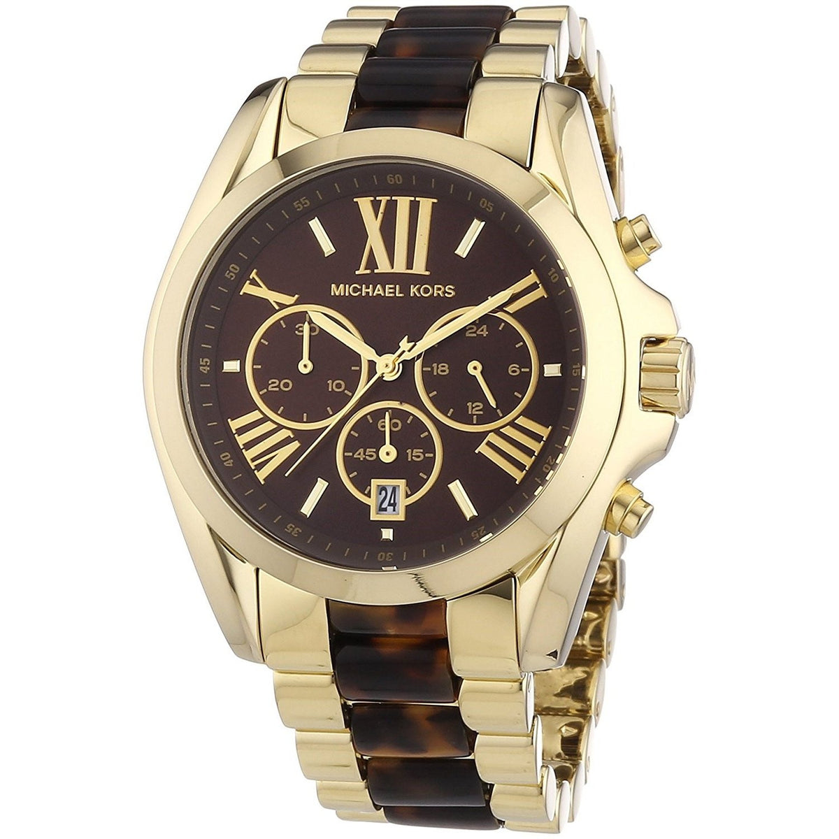 Michael Kors Women&#39;s MK5696 Bradshaw Chronograph Tortoise Two-Tone Stainless Steel Watch