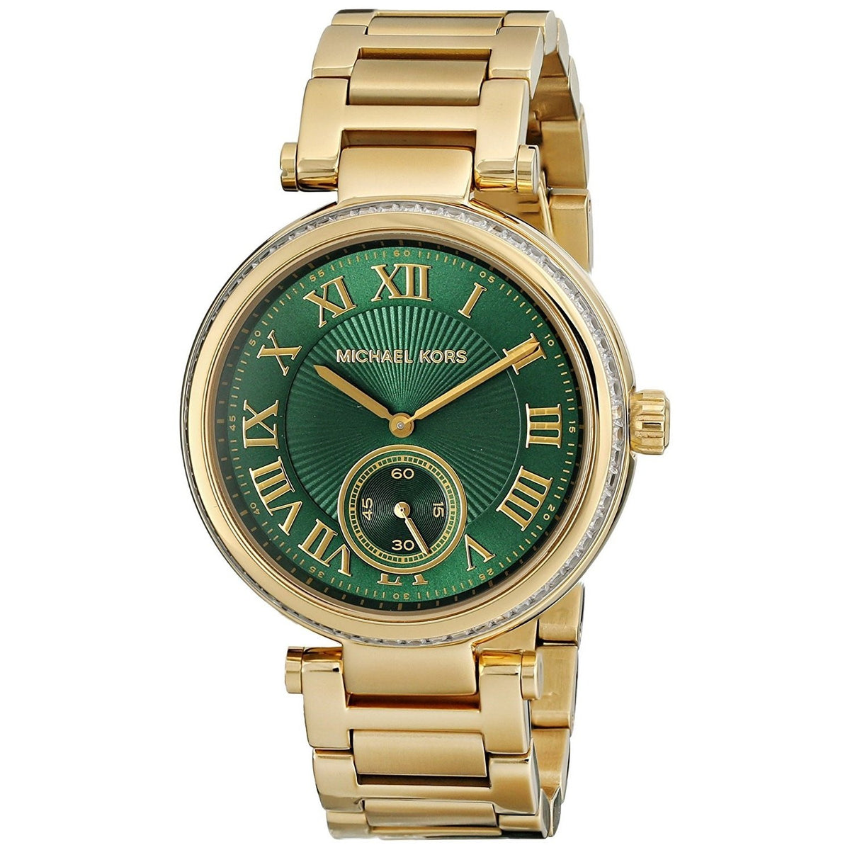 Michael Kors Women&#39;s MK6065 Skylar Emerald Crystal Gold-Tone Stainless Steel Watch