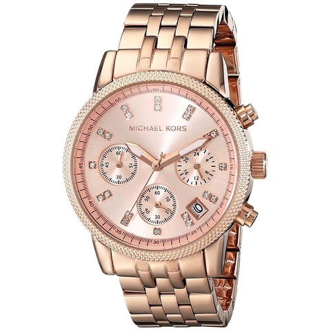 Michael Kors Women's MK6077 Ritz Chronograph Crystal Rose-Tone Stainless Steel Watch