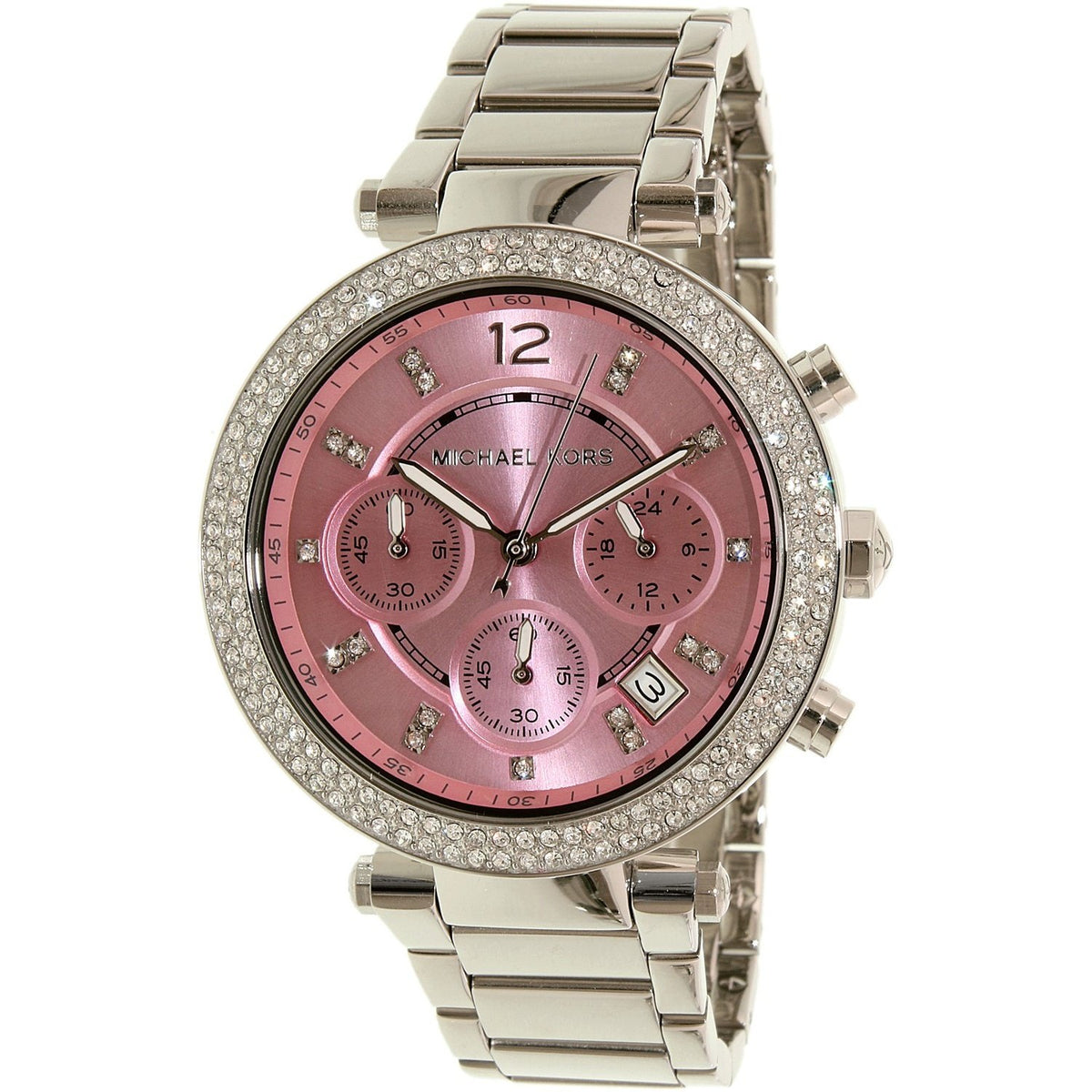 Michael Kors Women&#39;s MK6105 Parker Chronograph Pink Stainless Steel Watch