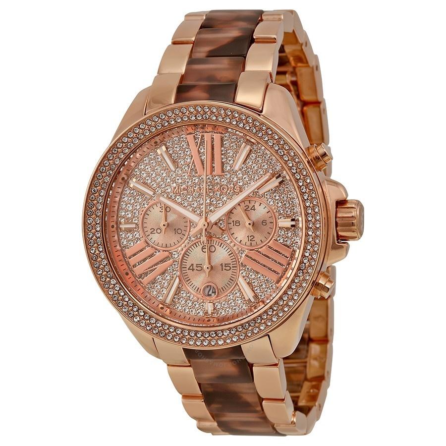 Michael Kors Women&#39;s MK6159 Wren Chronograph Crystal Rose-Tone Stainless Steel Watch