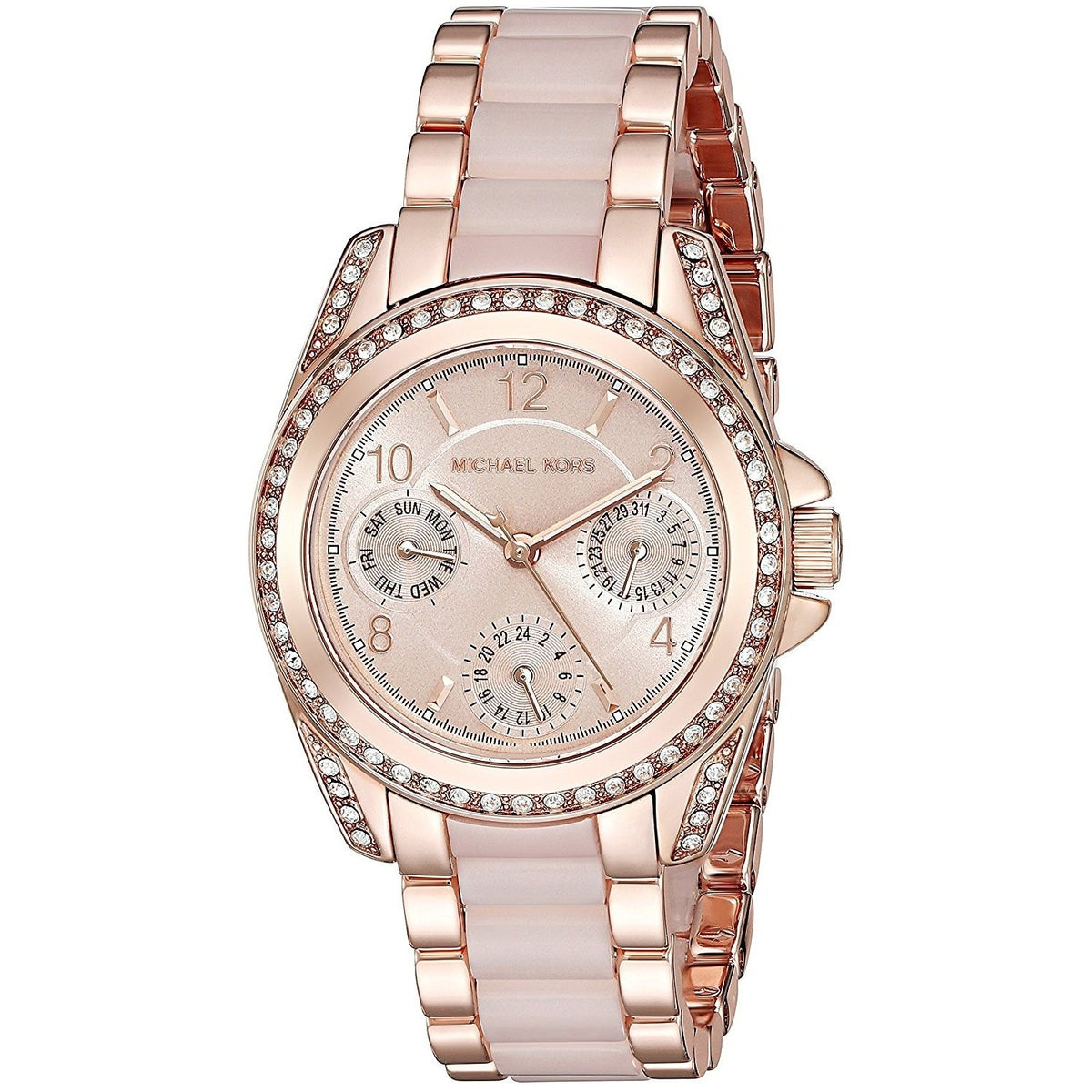 Michael Kors Women&#39;s MK6175 Mini Blair Multi-Function Crystal Two-Tone Stainless Steel Watch