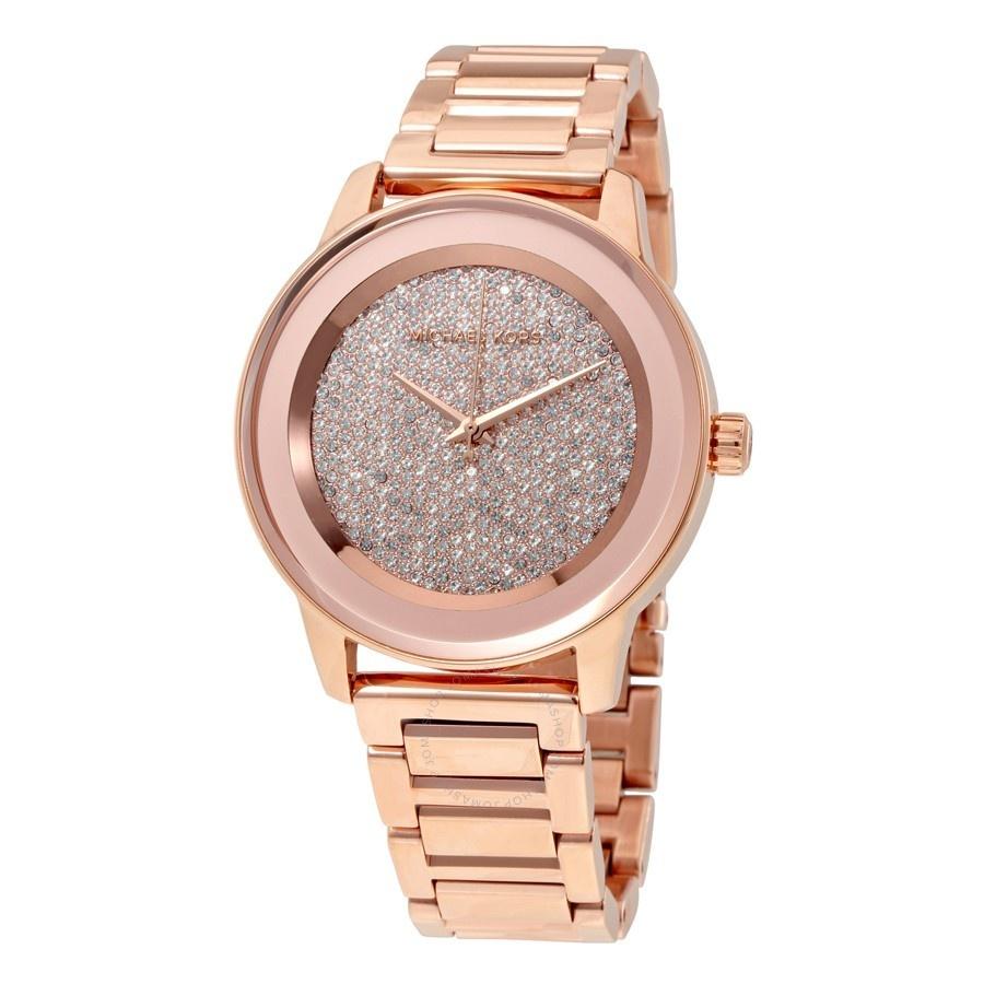 Michael Kors Women&#39;s MK6210 Kinley Crystal Rose-Tone Stainless Steel Watch