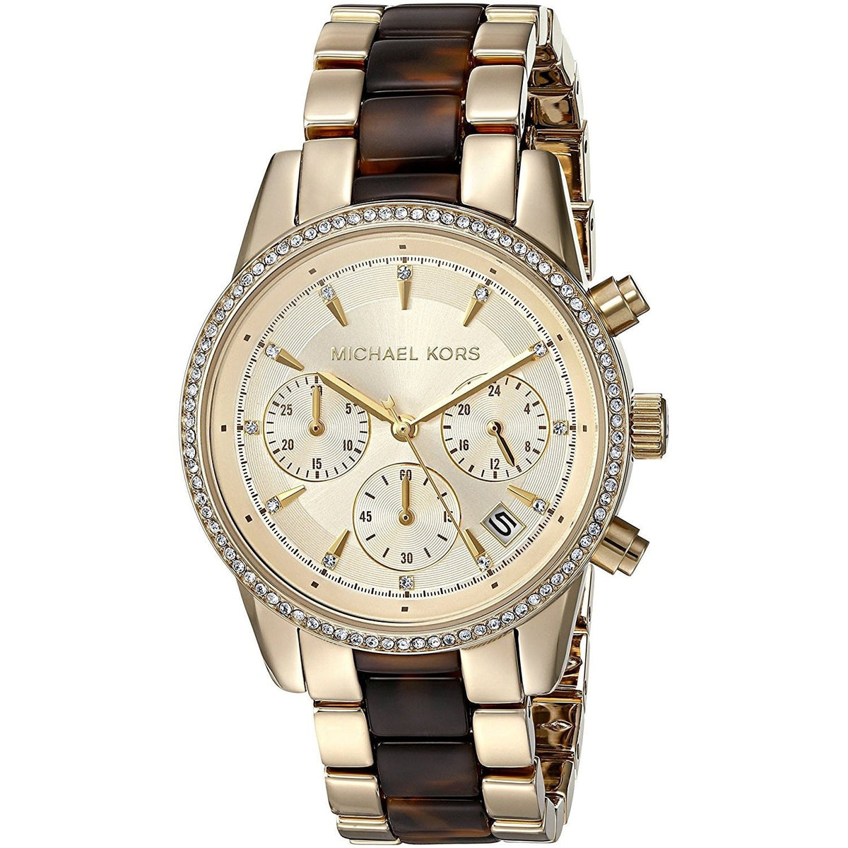 Michael Kors Women&#39;s MK6322 Ritz Chronograph Crystal Two-Tone Stainless steel and Acetate Watch