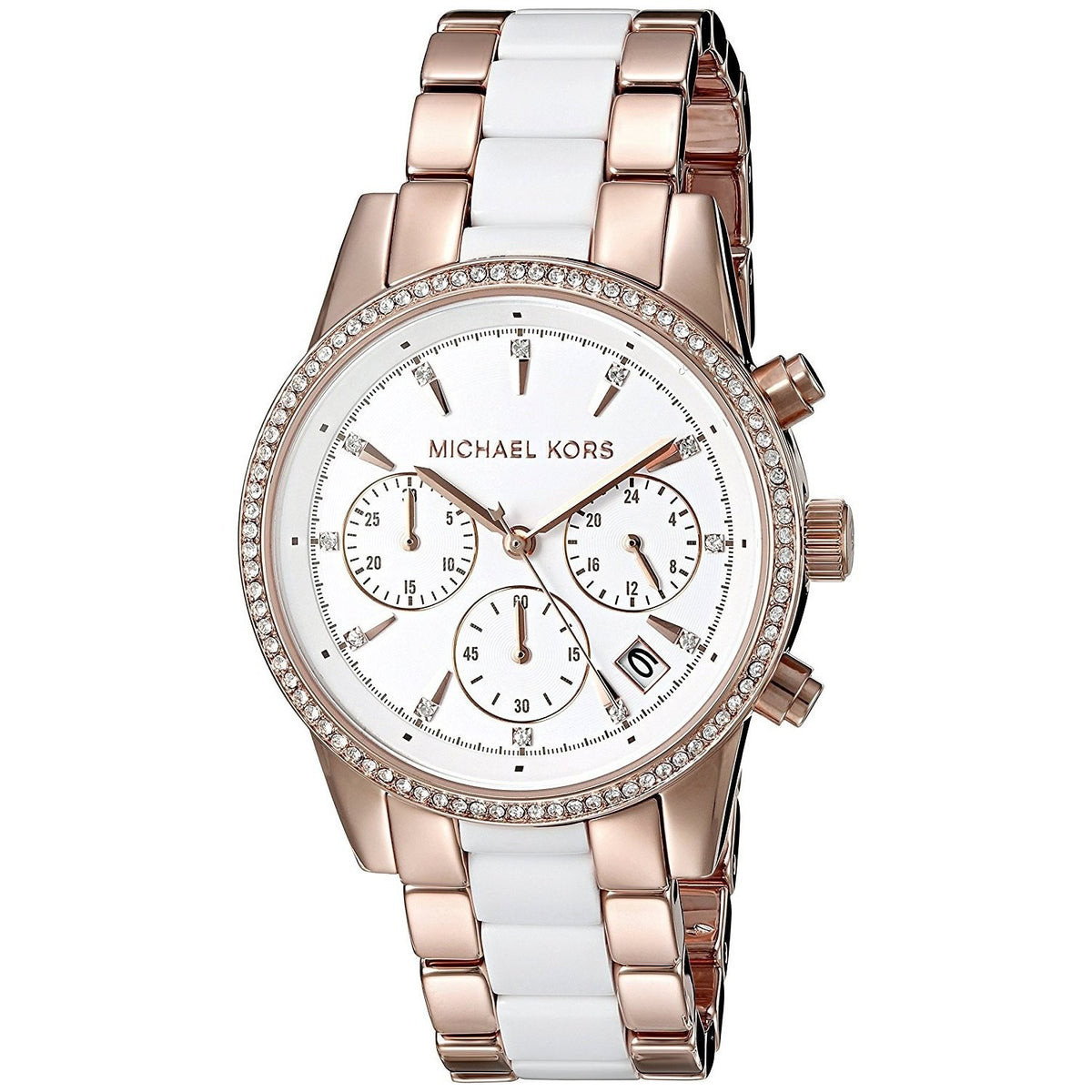 Michael Kors Women&#39;s MK6324 Ritz Chronograph Crystal Two-Tone Stainless steel and Acetate Watch