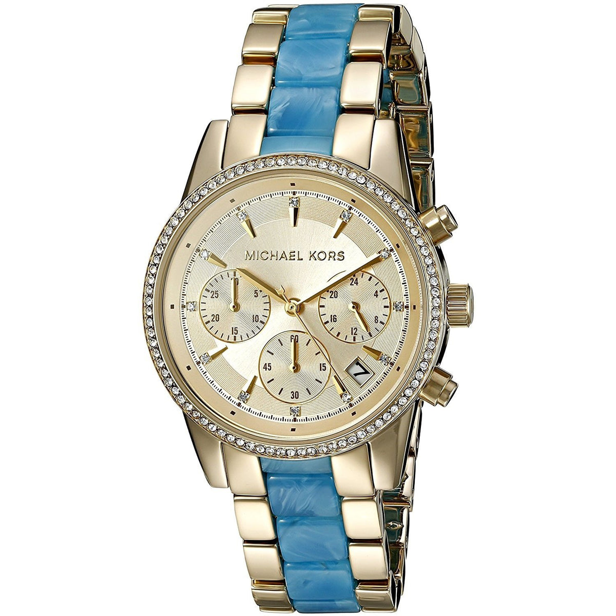 Michael Kors Women&#39;s MK6328 Ritz Chronograph Crystal Two-Tone Stainless steel and Acetate Watch