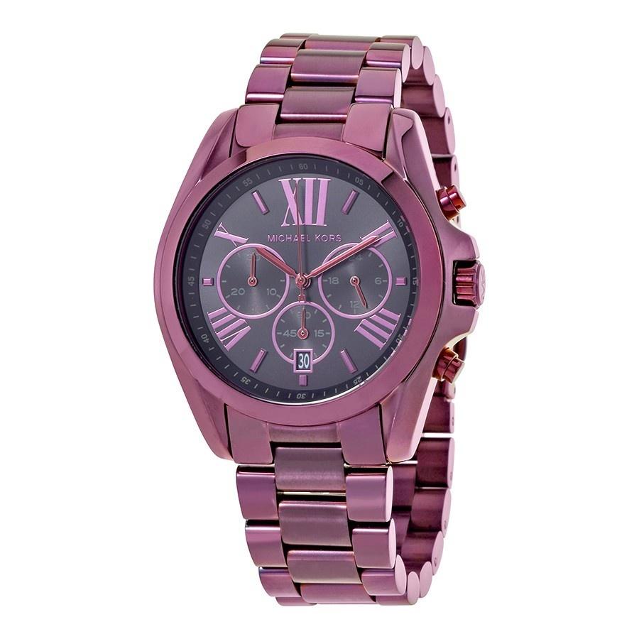 Michael Kors Women&#39;s MK6398 Bradshaw Chronograph Purple Stainless Steel Watch