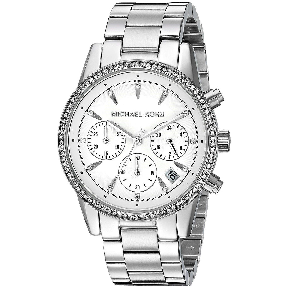 Michael Kors Women&#39;s MK6428 Ritz Chronograph Crystal Stainless Steel Watch