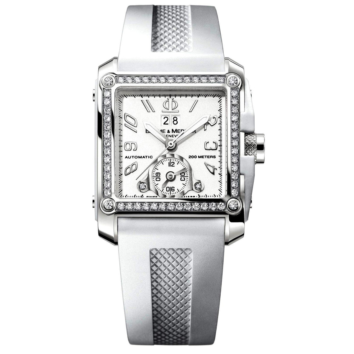 Baume &amp; mercier Women&#39;s MOA08842 Hampton Diamond White Rubber Watch