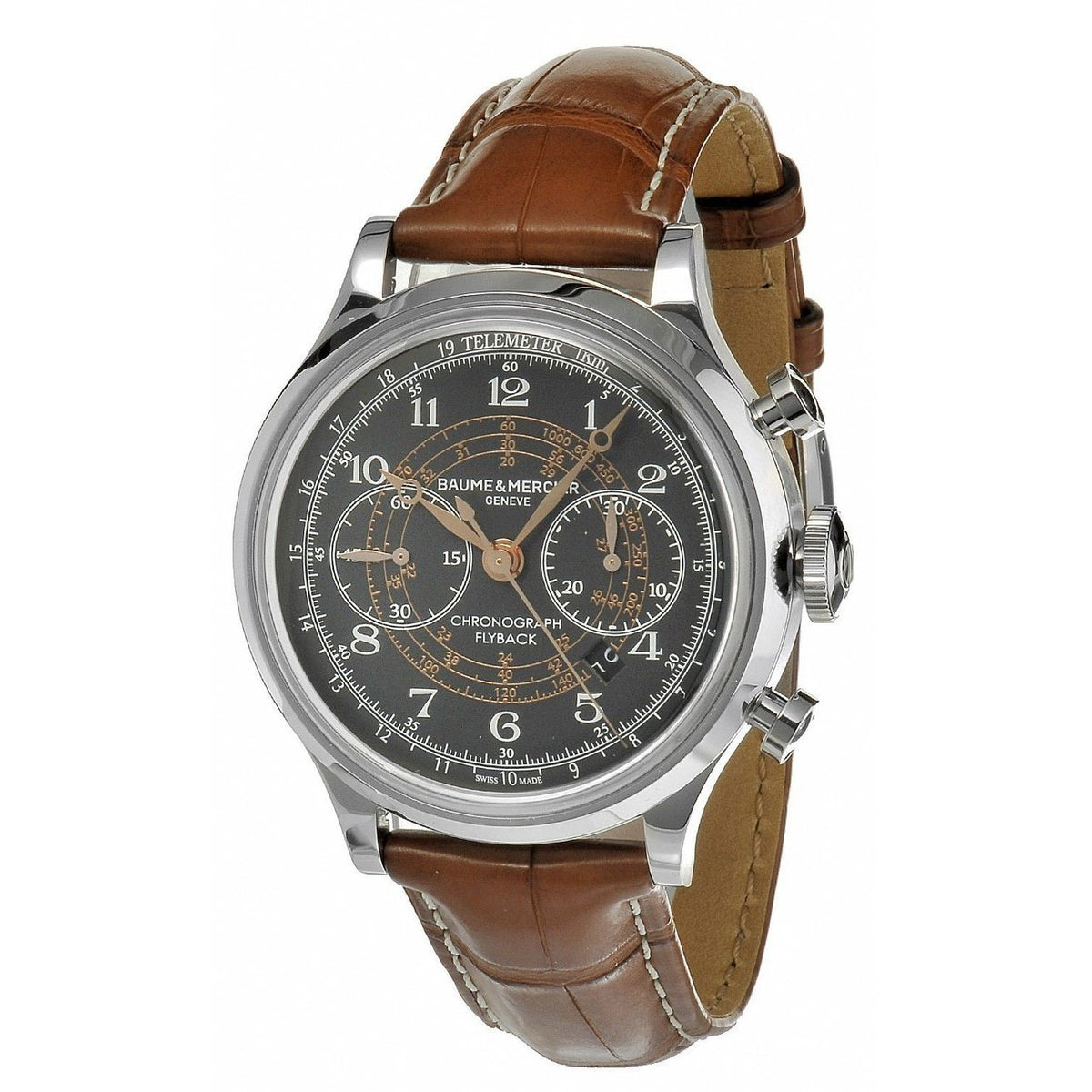 Baume &amp; Mercier Men&#39;s MOA10068 Capeland Chronograph Automatic Brown Leather Watch