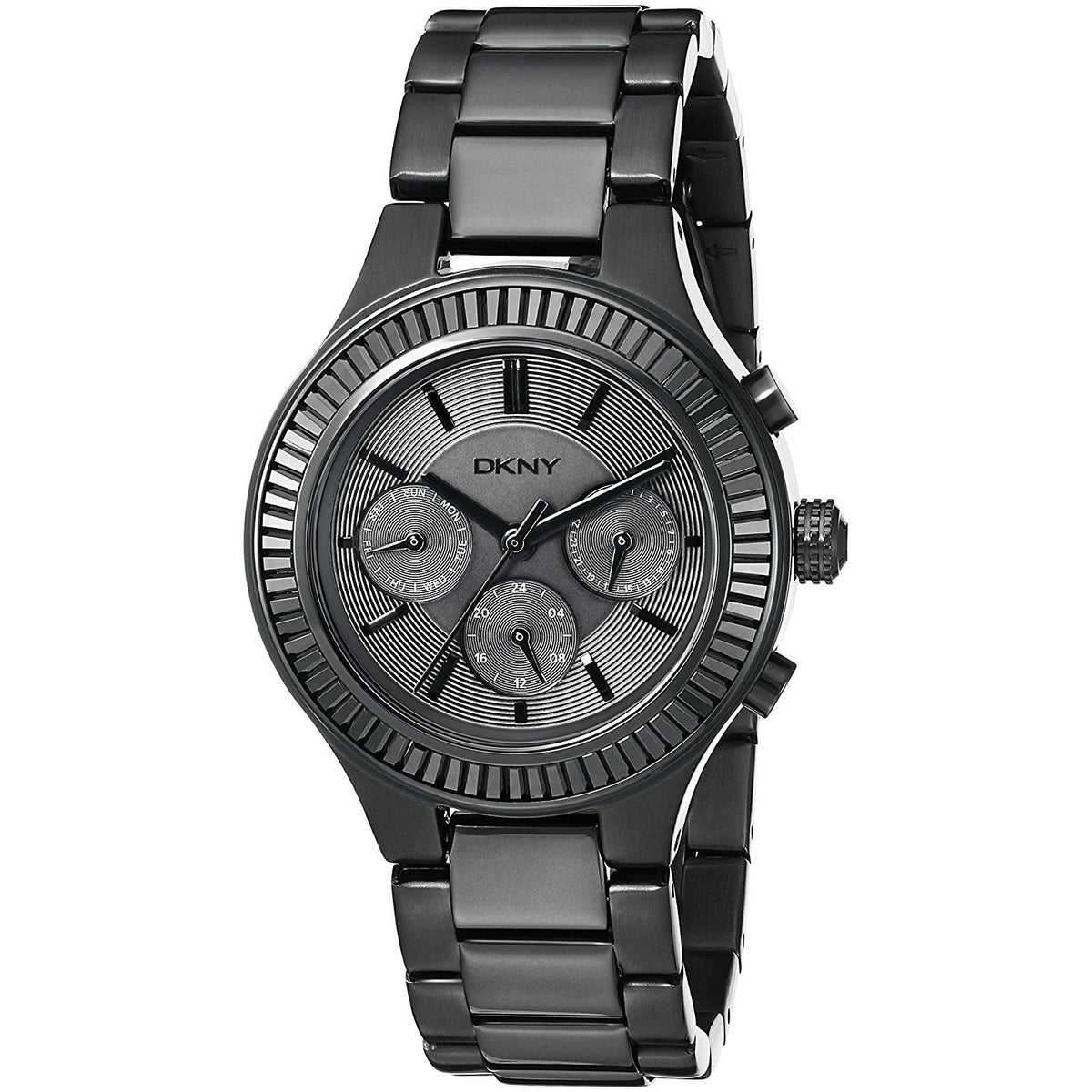 DKNY Women&#39;s NY2397 Chambers Multi-Function Crystal Black Stainless Steel Watch