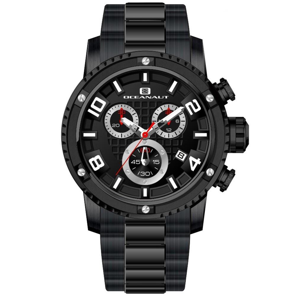 Oceanaut Men&#39;s OC3124 Impulse Chronograph Black Stainless Steel Watch