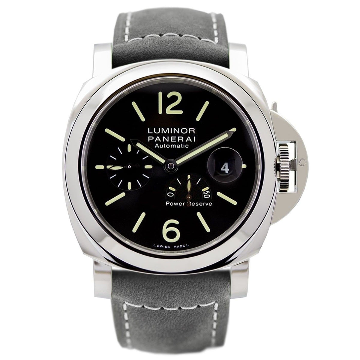 Panerai Men&#39;s PAM01090 Luminor Automatic Olive-Grey Leather Watch