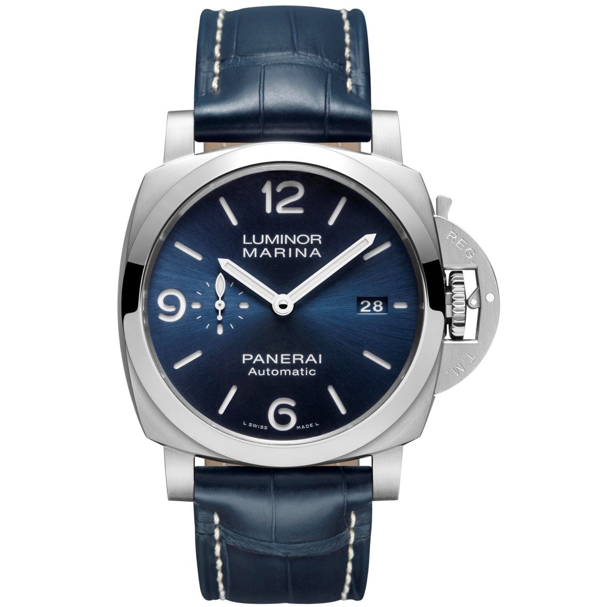 Panerai Men&#39;s PAM01313 Luminor Marina Blue Leather Watch